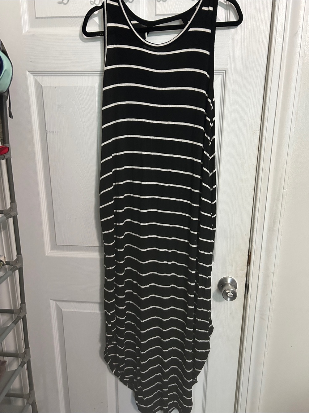 mts Black and White Striped Maxi Dress